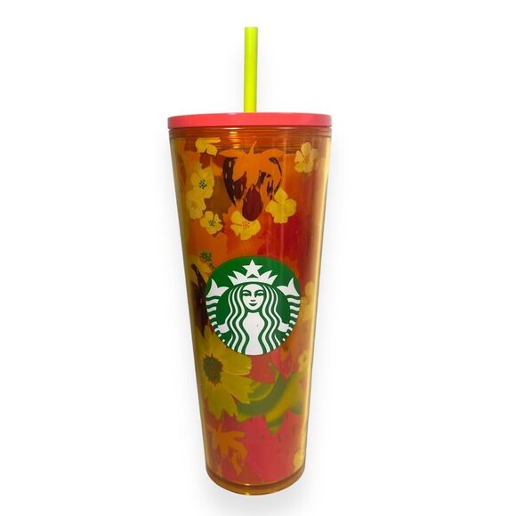 Starbucks Floral Sunflowers Strawberries Venti Cold Cup 2022 Spring 24 oz New - Picture 1 of 10